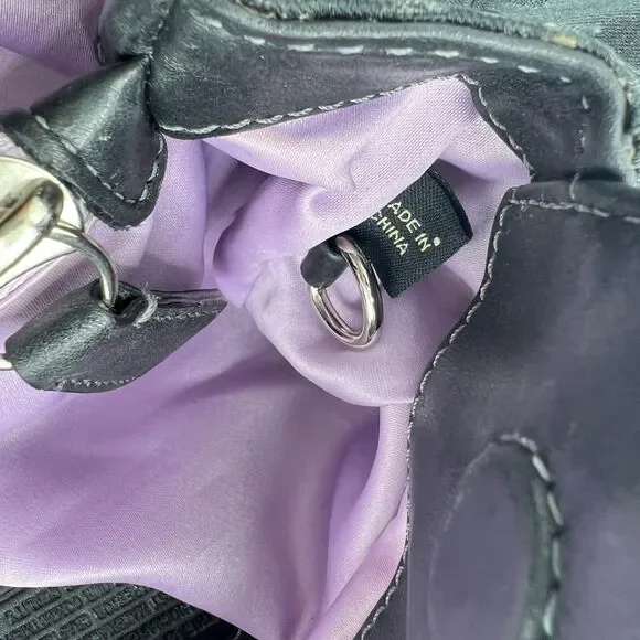 Coach Signature Sateen Garnet Satchel Shoulder Bag Silver/Black No F13906 - Picture 13 of 15